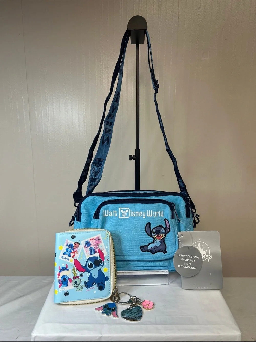 Disney Stitch Crossbody Bag with Matching Wallet & Charms - Picture 1 of 6